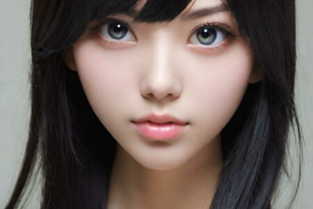 AI girl with black hair wallpaper
