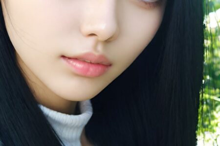 AI girl with black hair wallpaper