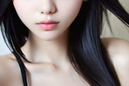 AI girl with black hair wallpaper