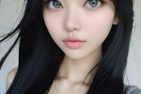 AI girl with black hair wallpaper