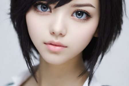 AI girl with black hair wallpaper