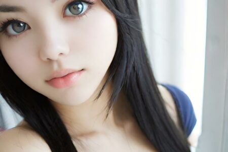 AI girl with black hair wallpaper
