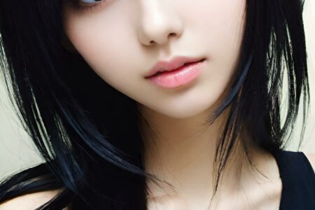 AI girl with black hair wallpaper