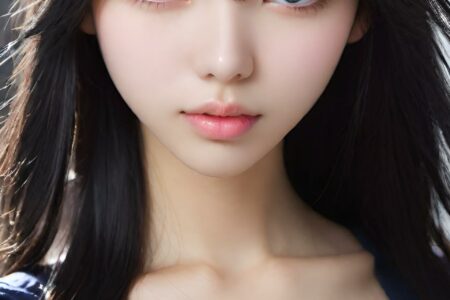 AI girl with black hair wallpaper