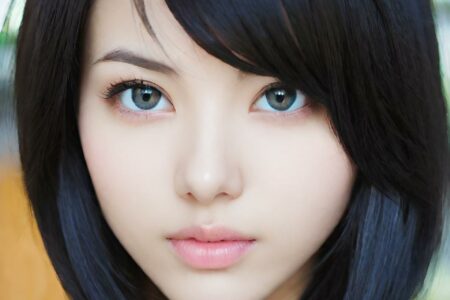AI girl with black hair wallpaper