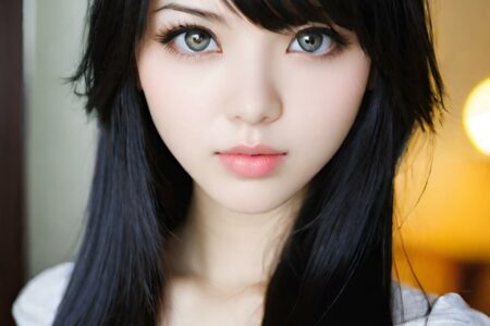 AI girl with black hair wallpaper