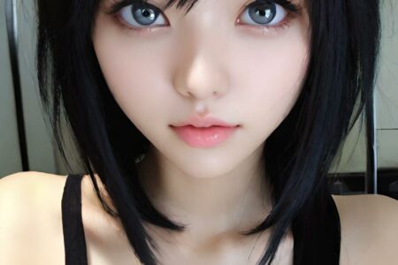 AI girl with black hair wallpaper