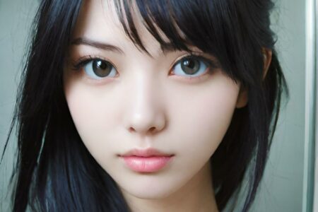 AI girl with black hair wallpaper