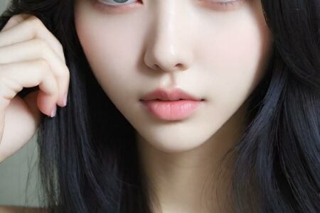 AI girl with black hair wallpaper