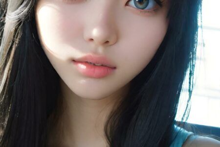 AI girl with black hair wallpaper
