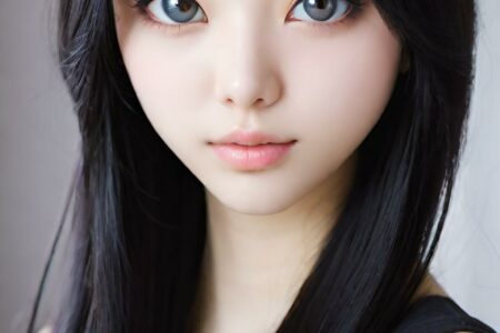 AI girl with black hair wallpaper