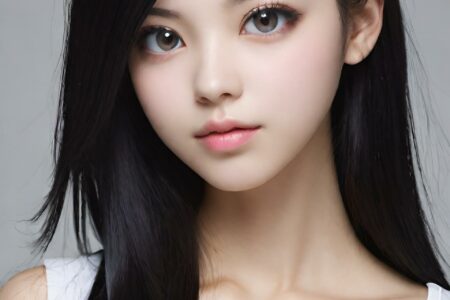AI girl with black hair wallpaper
