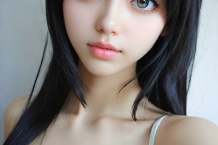 AI girl with black hair wallpaper