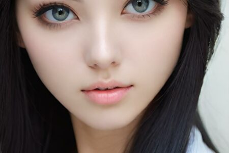 AI girl with black hair wallpaper