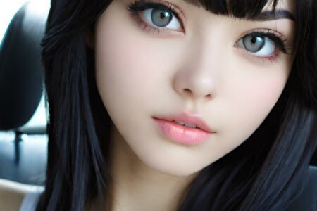 AI girl with black hair wallpaper