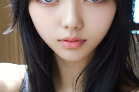 AI girl with black hair wallpaper