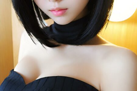 AI girl with black hair wallpaper