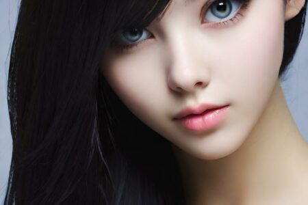 AI girl with black hair wallpaper