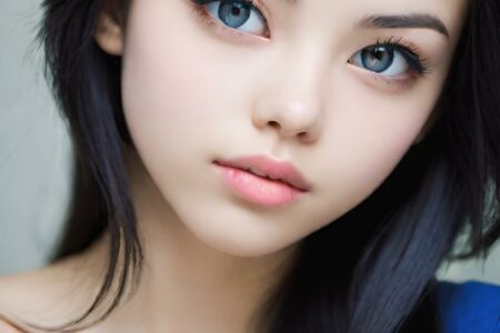 AI girl with black hair wallpaper