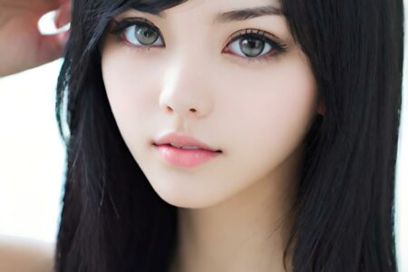 AI girl with black hair wallpaper