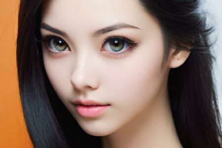 AI girl with black hair wallpaper