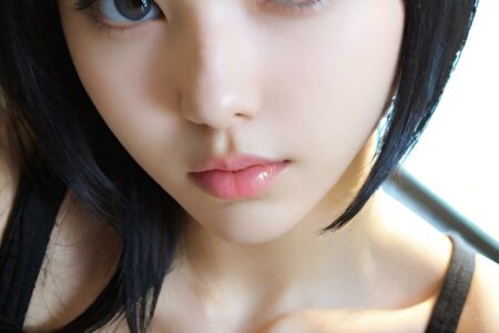 AI girl with black hair wallpaper