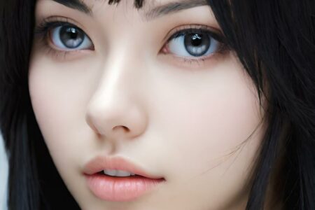 AI girl with black hair wallpaper