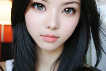 AI girl with black hair wallpaper