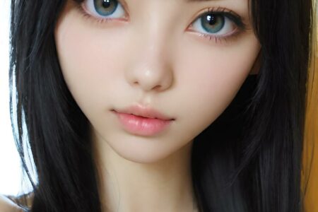AI girl with black hair wallpaper