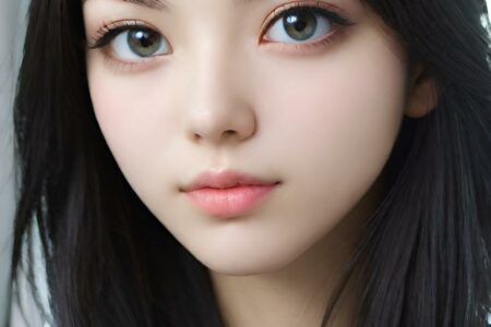 AI girl with black hair wallpaper