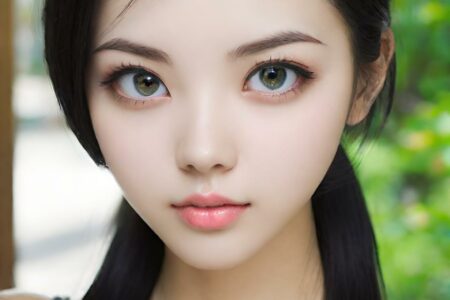 AI girl with black hair wallpaper