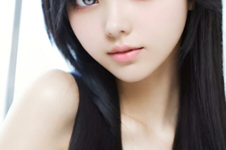 AI girl with black hair wallpaper