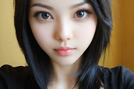 AI girl with black hair wallpaper