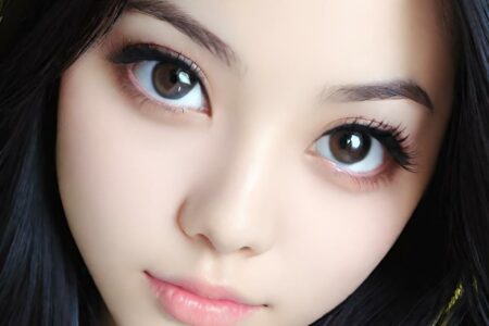 AI girl with black hair wallpaper