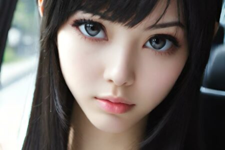 AI girl with black hair wallpaper