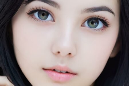 AI girl with black hair wallpaper