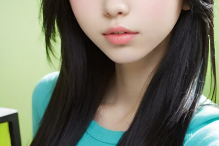 AI girl with black hair wallpaper