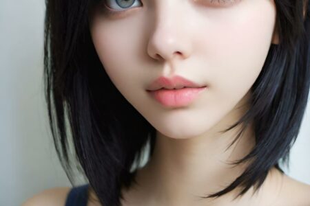 AI girl with black hair wallpaper