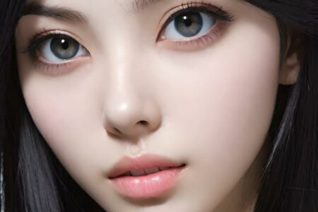 AI girl with black hair wallpaper