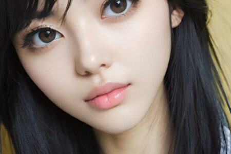 AI girl with black hair wallpaper
