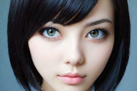 AI girl with black hair wallpaper