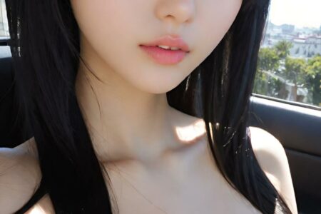 AI girl with black hair wallpaper