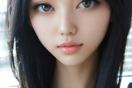 AI girl with black hair wallpaper