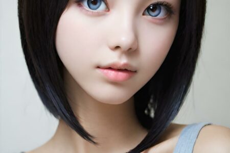AI girl with black hair wallpaper