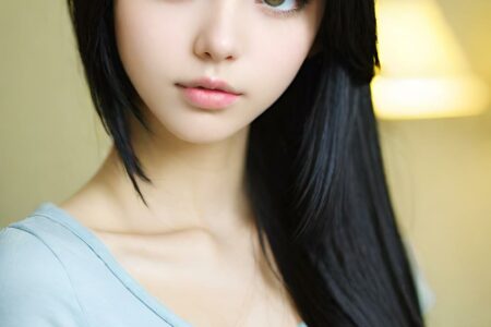 AI girl with black hair wallpaper