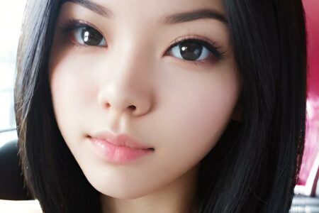 AI girl with black hair wallpaper