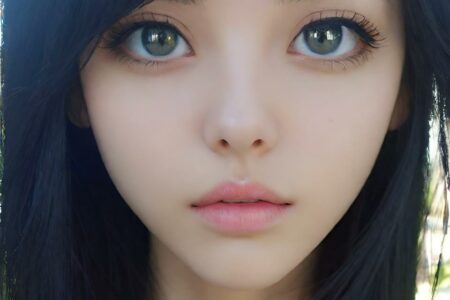 AI girl with black hair wallpaper