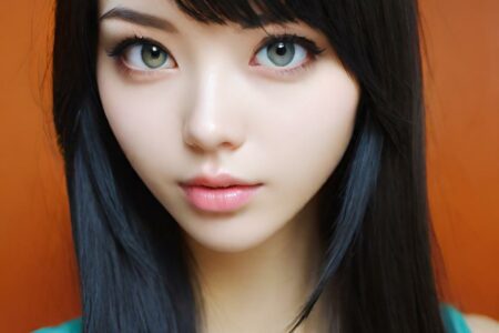 AI girl with black hair wallpaper