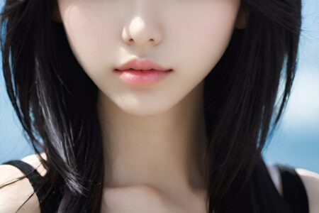 AI girl with black hair wallpaper