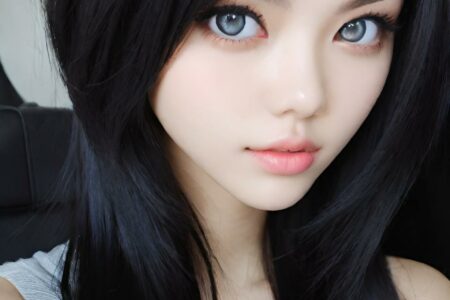 AI girl with black hair wallpaper